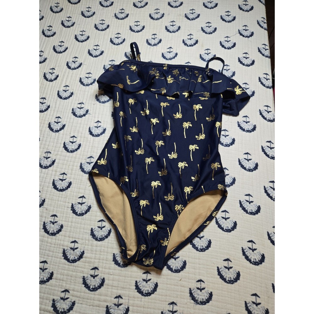 Old Navy Girls Youth Navy & Gold One Piece Swimsuit